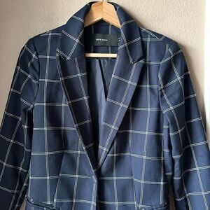 VERO MODA Navy Blue Plaid Long Sleeve Blazer Suit Jacket